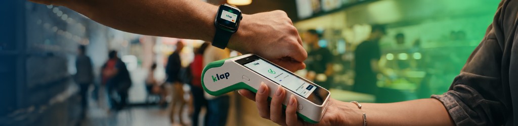 Pago NFC con smartwatch y terminal POS Klap